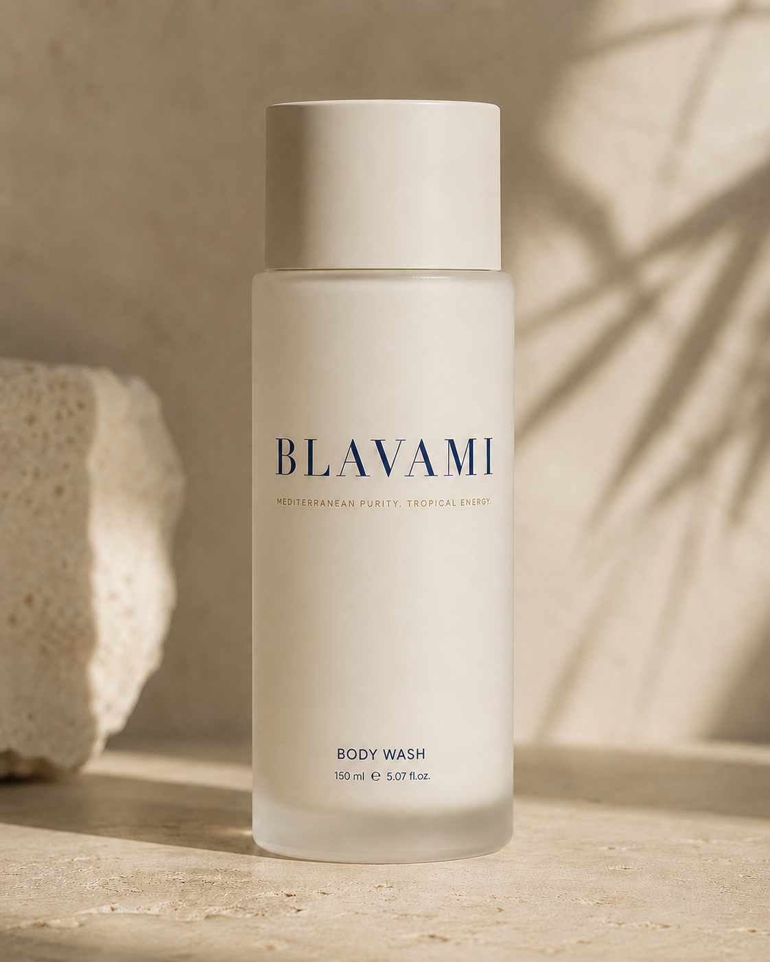 Blavami product concept with powder-to-body-wash ritual context